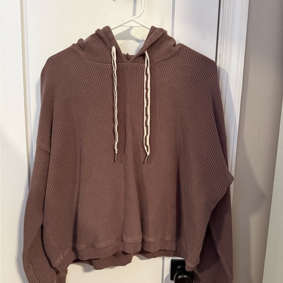 Aerie Chocolate Brown Knit Hoodie - Picture 1 of 4